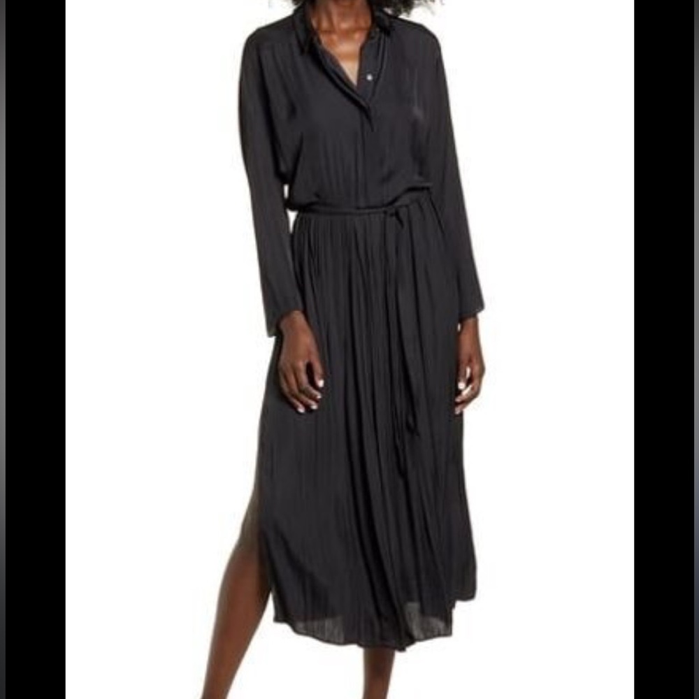 Topshop Satin Pleated Shirt Dress